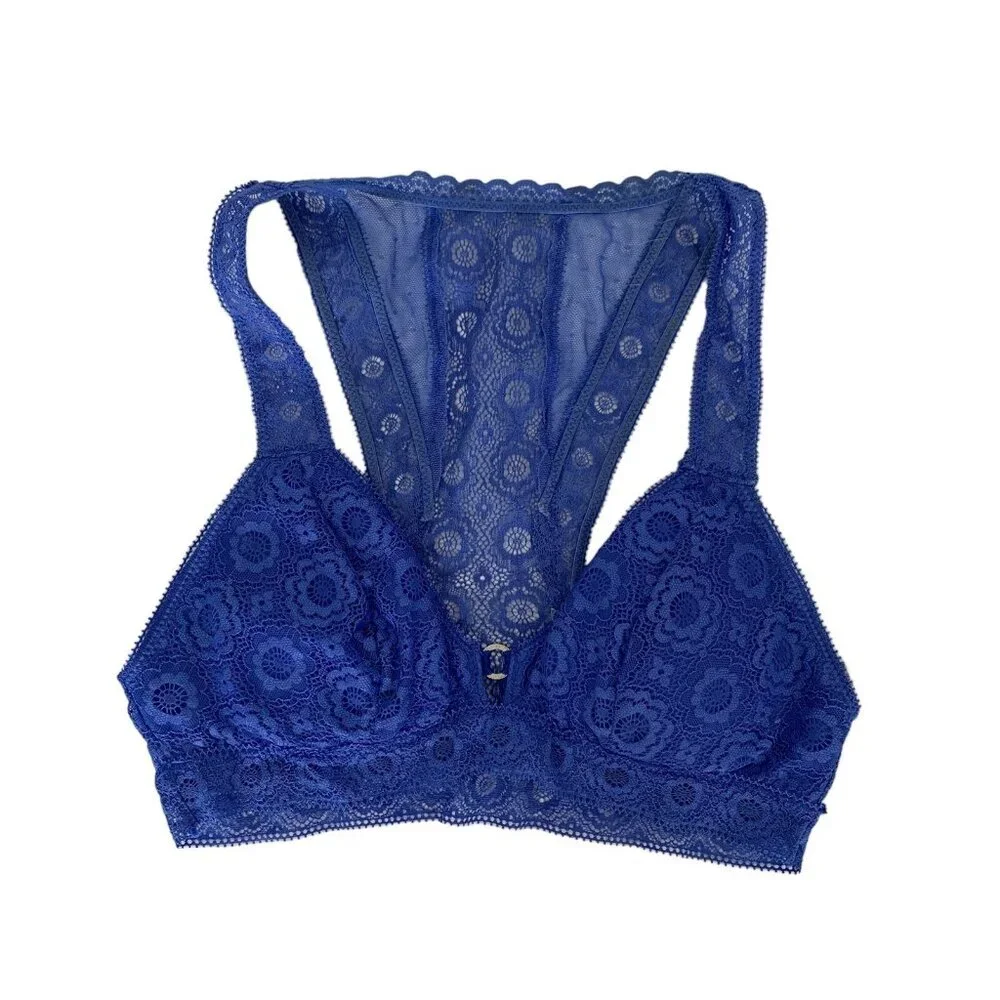 Aerie Bralette XS Blue Lace Padded Lingerie‎ Festival Sexy Y2K Intimates